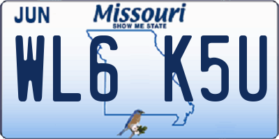 MO license plate WL6K5U