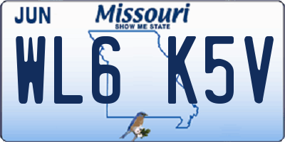 MO license plate WL6K5V