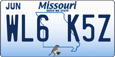 MO license plate WL6K5Z