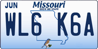 MO license plate WL6K6A