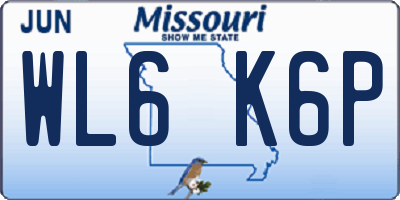 MO license plate WL6K6P