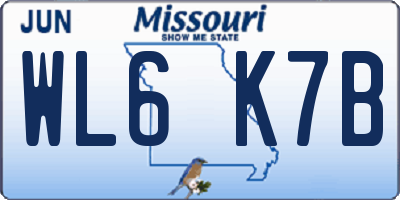 MO license plate WL6K7B