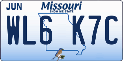MO license plate WL6K7C