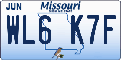 MO license plate WL6K7F