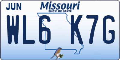 MO license plate WL6K7G