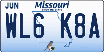 MO license plate WL6K8A