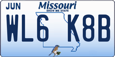 MO license plate WL6K8B