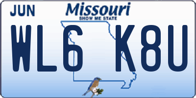 MO license plate WL6K8U