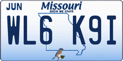 MO license plate WL6K9I