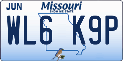 MO license plate WL6K9P