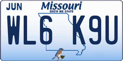 MO license plate WL6K9U