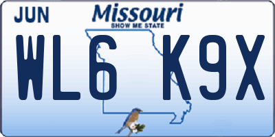 MO license plate WL6K9X