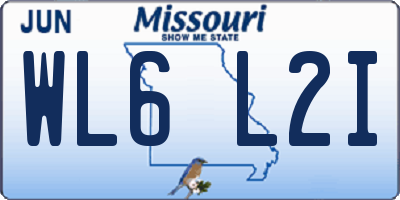 MO license plate WL6L2I
