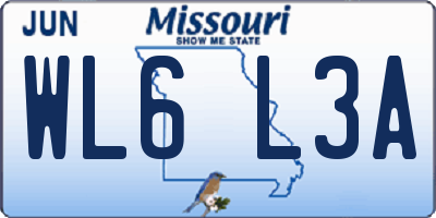 MO license plate WL6L3A