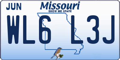 MO license plate WL6L3J