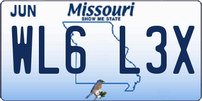 MO license plate WL6L3X