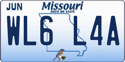 MO license plate WL6L4A