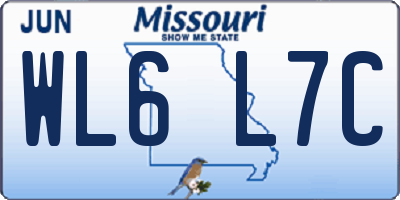 MO license plate WL6L7C