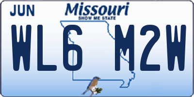 MO license plate WL6M2W