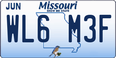 MO license plate WL6M3F
