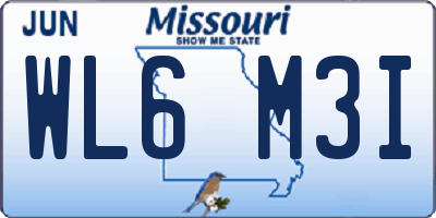 MO license plate WL6M3I