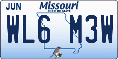 MO license plate WL6M3W