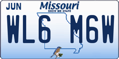 MO license plate WL6M6W