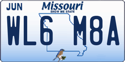 MO license plate WL6M8A