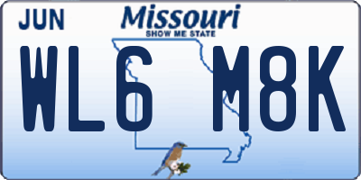 MO license plate WL6M8K