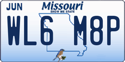 MO license plate WL6M8P