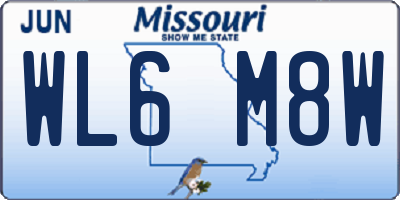 MO license plate WL6M8W
