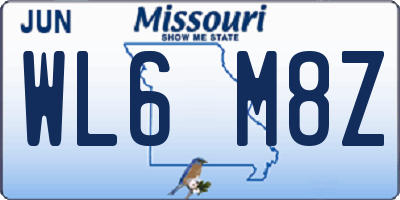 MO license plate WL6M8Z