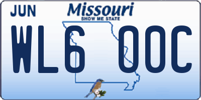 MO license plate WL6O0C