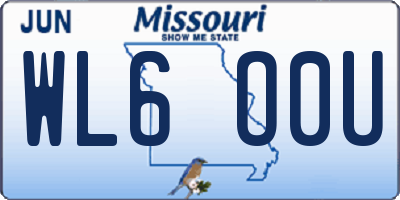MO license plate WL6O0U
