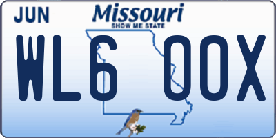 MO license plate WL6O0X