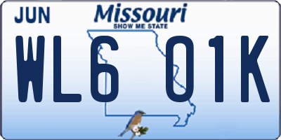 MO license plate WL6O1K