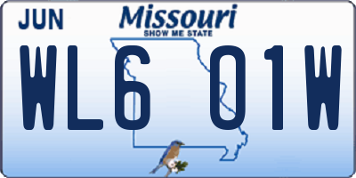 MO license plate WL6O1W