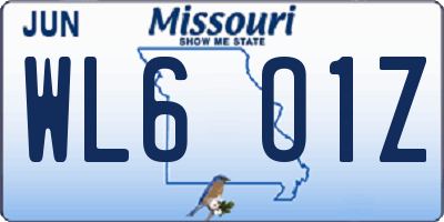 MO license plate WL6O1Z