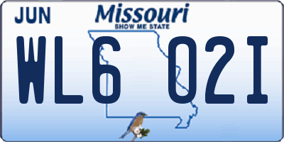 MO license plate WL6O2I