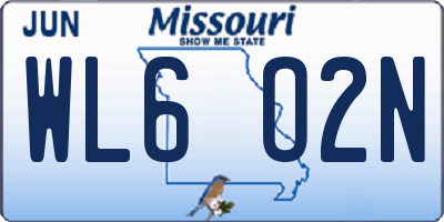 MO license plate WL6O2N
