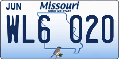 MO license plate WL6O2O