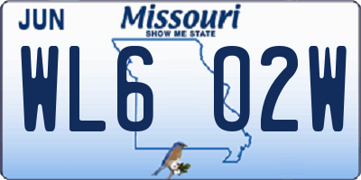 MO license plate WL6O2W