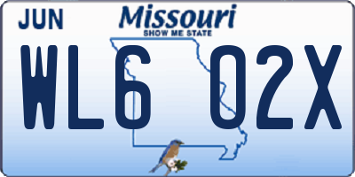 MO license plate WL6O2X