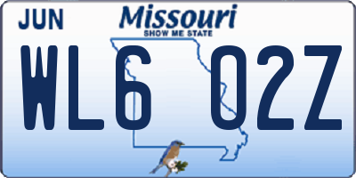 MO license plate WL6O2Z