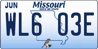 MO license plate WL6O3E