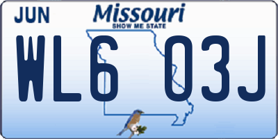 MO license plate WL6O3J