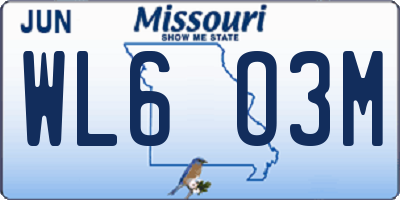 MO license plate WL6O3M