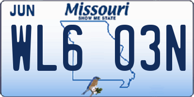 MO license plate WL6O3N