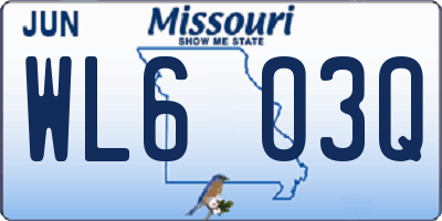 MO license plate WL6O3Q