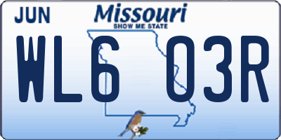 MO license plate WL6O3R